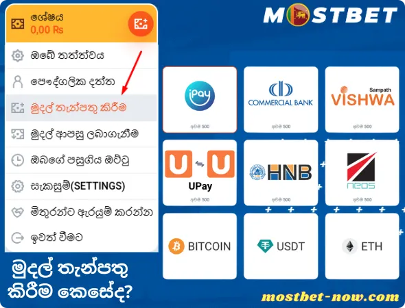 මුදල් තැන්පතු කිරීම කෙසේද
